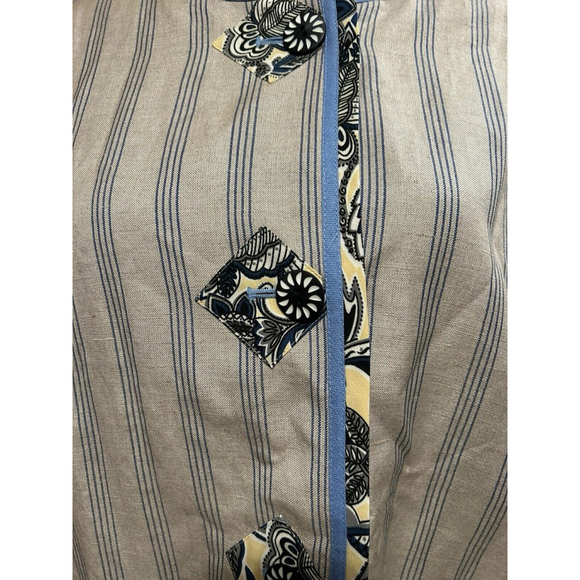 Koos Of Course Linen Blend Reversible Jacket 1X Blue Ivory Button Up Pockets - Picture 4 of 4